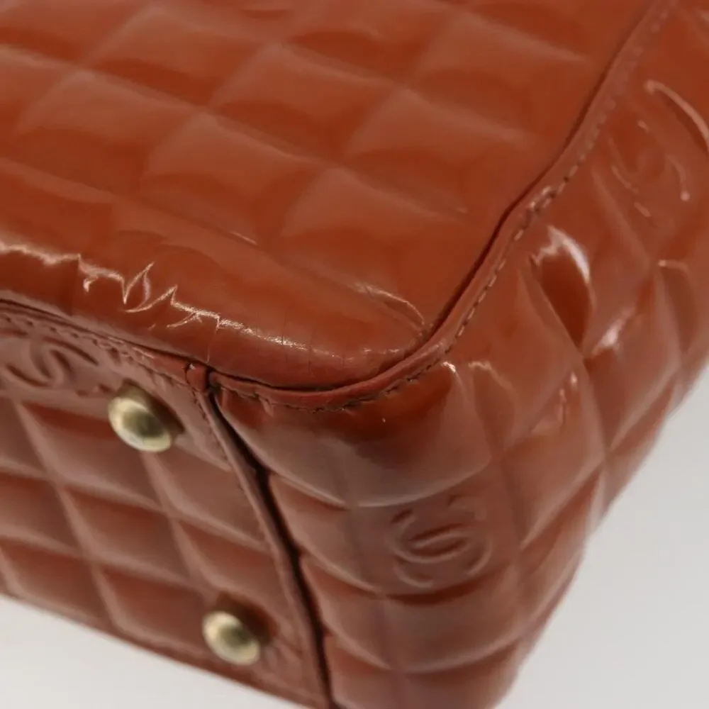 Chanel Patent Leather Choco Bar Handbag Orange